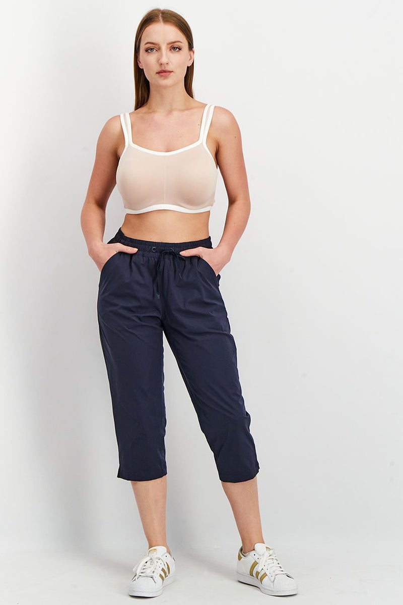 Tchibo Women Regular Fit Soft Shell Stretchable Capri Pants, Navy - Image 4